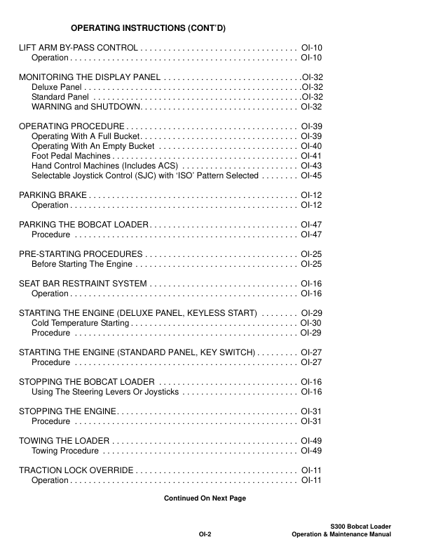Bobcat S300 Loader Operation and Maintenance Manual 5215 5216 - Image 8