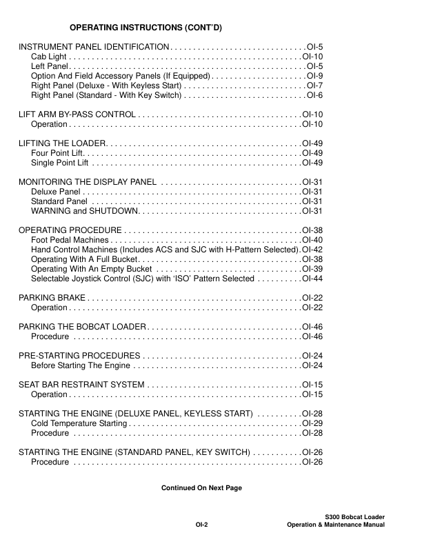Bobcat S300 Loader Operation and Maintenance Manual 5258 5259 rev2 - Image 9