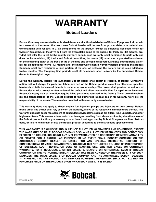 Bobcat S300 Loader Operation and Maintenance Manual 5258 5259 rev2 - Image 8