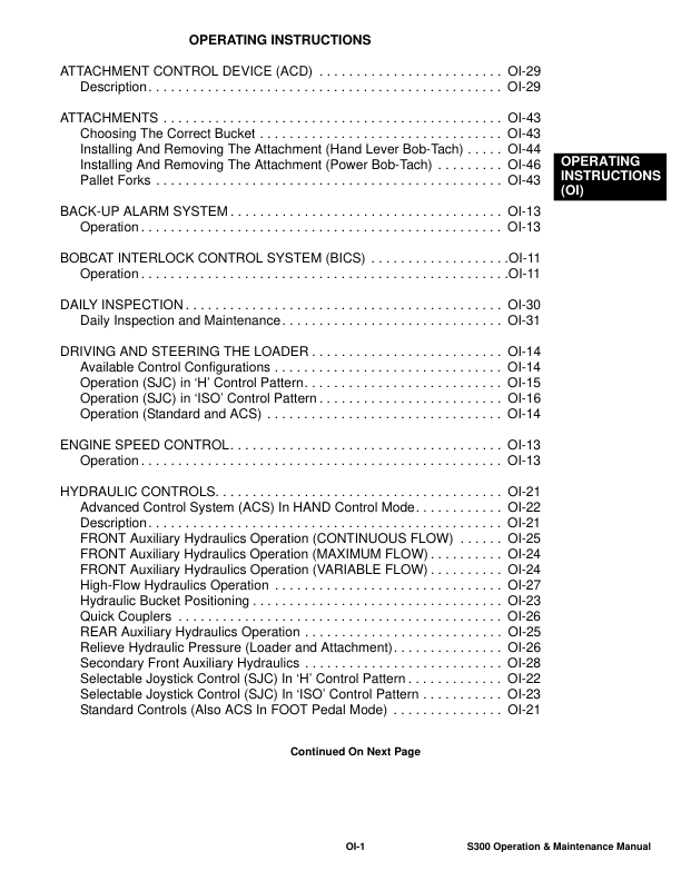 Bobcat S300 Loader Operation and Maintenance Manual 5311 5312 - Image 9