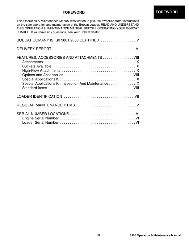 Bobcat S300 Loader Operation and Maintenance Manual 5311 5312 - Image 5