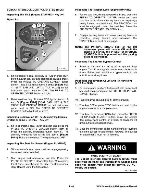 Bobcat S300 Loader Operation and Maintenance Manual AJ4M AJ4M - Image 6
