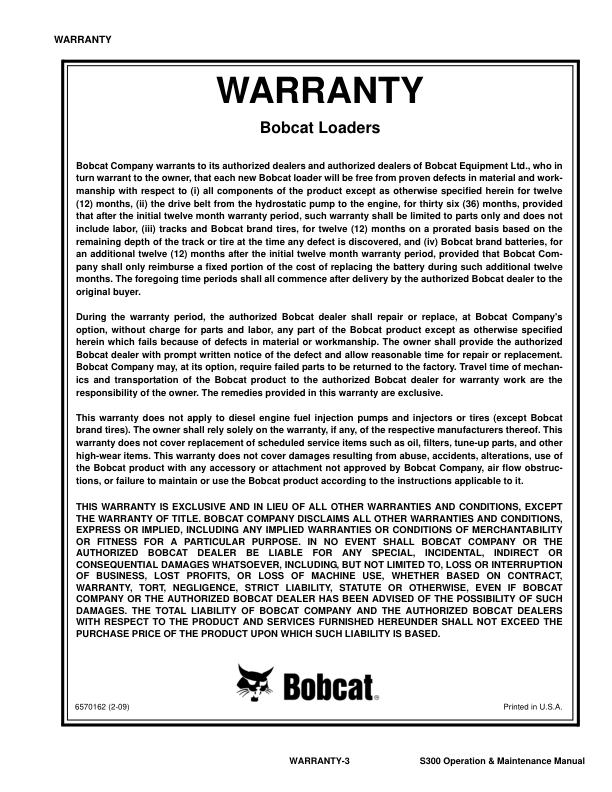 Bobcat S300 Loader Operation and Maintenance Manual AJ4M AJ4M - Image 10