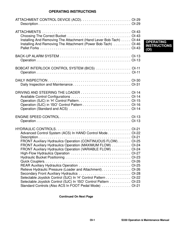 Bobcat S330 Loader Operation and Maintenance Manual A020 A021 - Image 9
