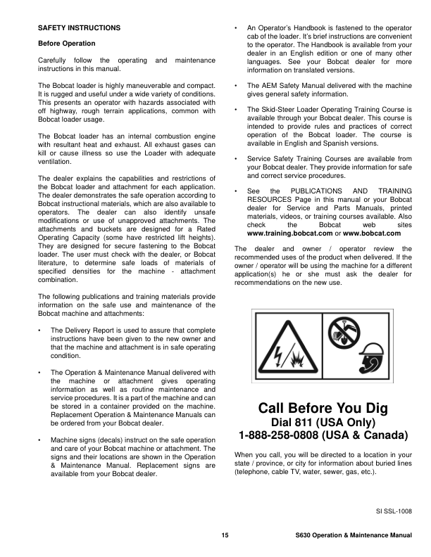 Bobcat S630 Loader Operation and Maintenance Manual A3NT A3NT - Image 7