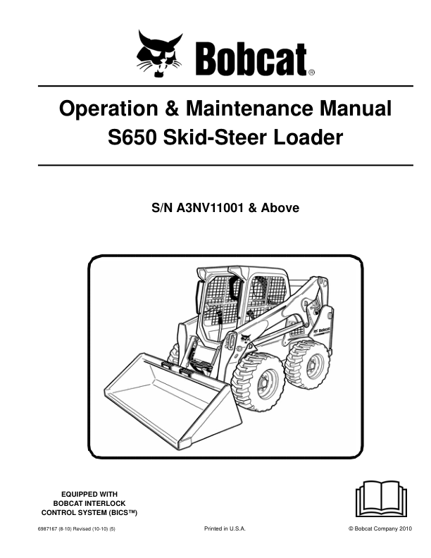 Bobcat S650 Loader Operation and Maintenance Manual A3NV A3NV - Image 2