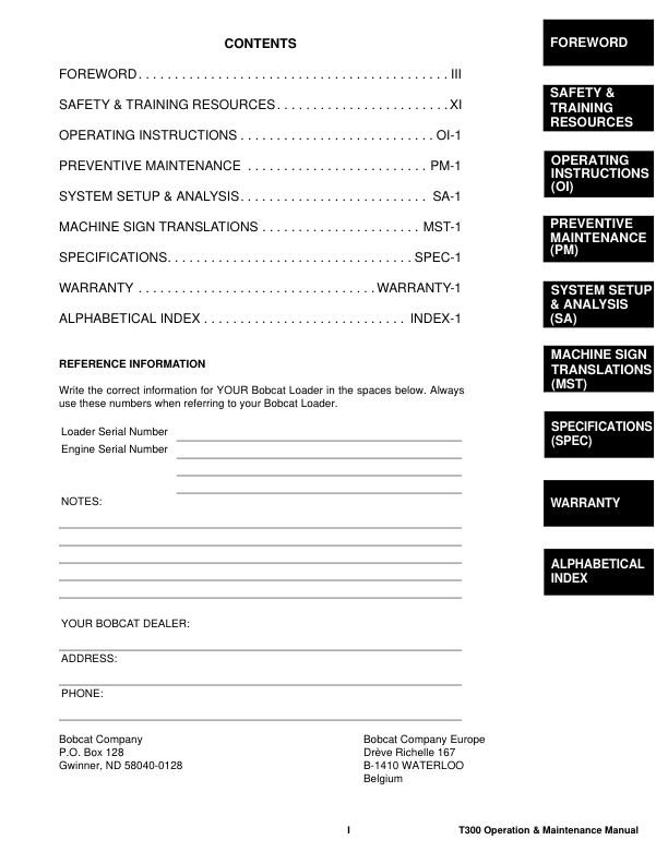 Bobcat T300 Compact Track Loader Operation and Maintenance Manual A5GU A5GV - Image 4