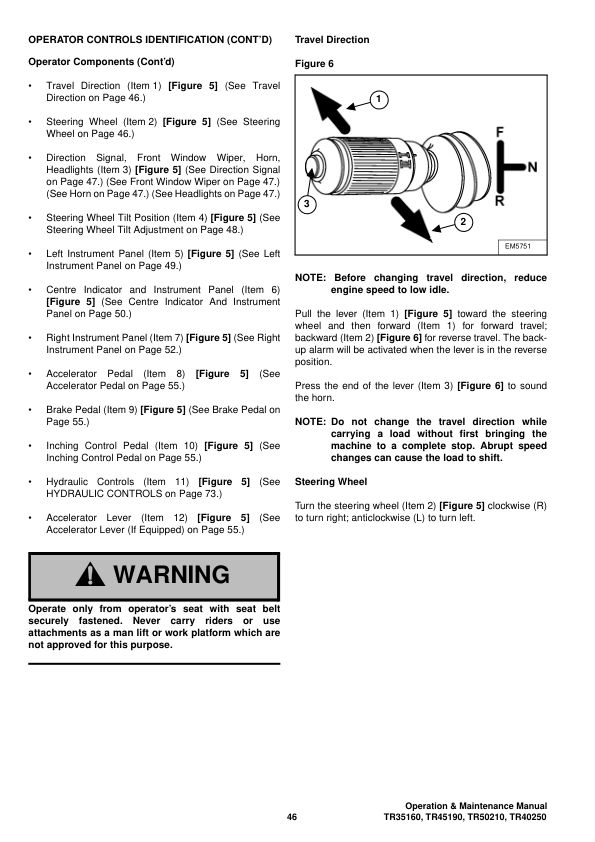 Bobcat TR35160 TR45190 TR50210 TR40250 Telescopic Handler Operation and Maintenance Manual - Image 11