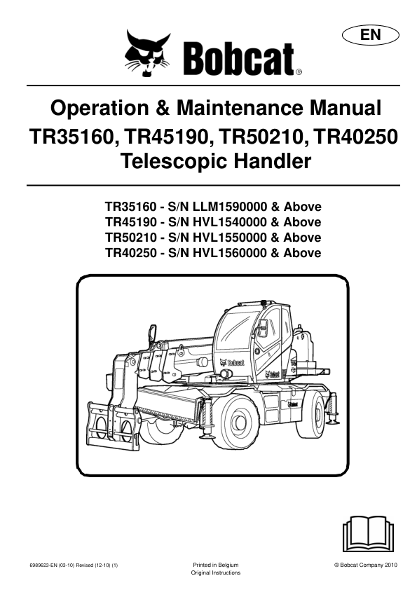Bobcat TR35160 TR45190 TR50210 TR40250 Telescopic Handler Operation and Maintenance Manual - Image 2