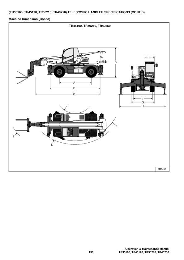 Bobcat TR35160 TR45190 TR50210 TR40250 Telescopic Handler Operation and Maintenance Manual - Image 9