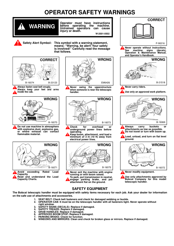 Bobcat TR35160 TR45190 TR50210 TR40250 Telescopic Handler Operation and Maintenance Manual - Image 3