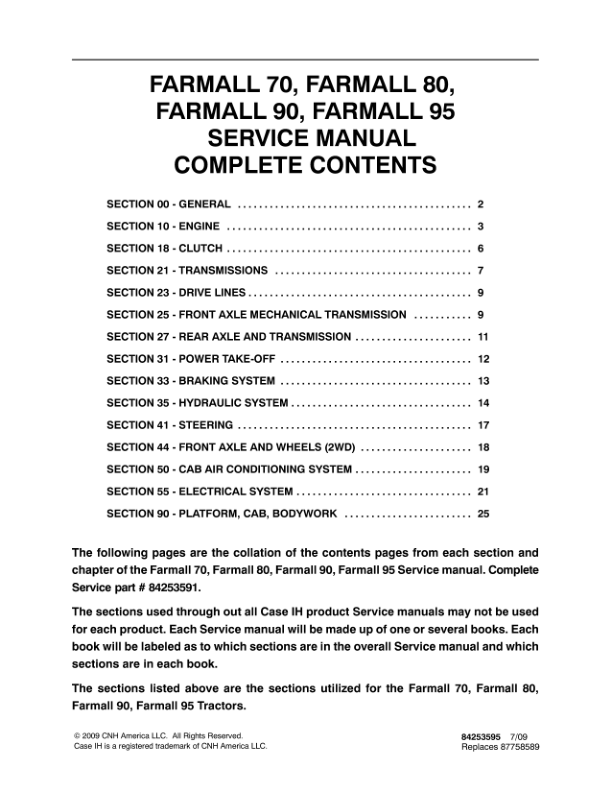 CASE 70 80 90 95 Farmall Tractors Service Manual - Image 2