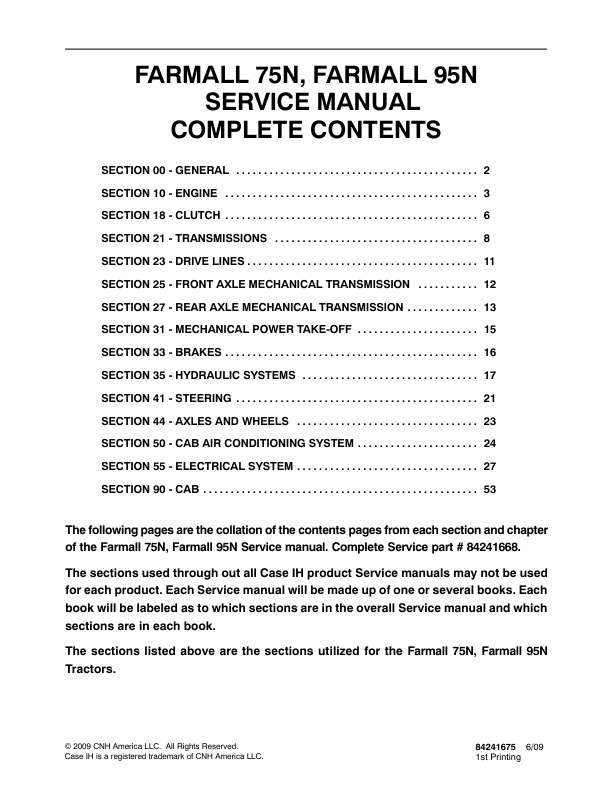 CASE 75N 95N Farmall Tractors Service Manual - Image 2