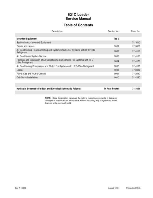 CASE 821C Loaders Service Manual - Image 4