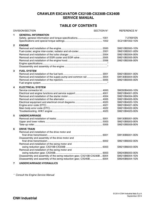 CASE CX210B CX230B CX240B Crawler Excavators Service Manual - Image 3