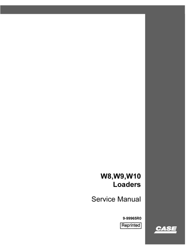 CASE W8 W9 W10 Loader Service Manual - Image 2