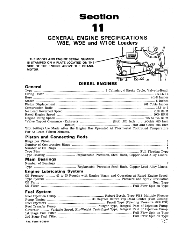CASE W8 W9 W10 Loader Service Manual - Image 5