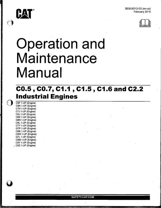 CAT C0.5 C0.7 C1.1 C1.5 C1.6 C2.2 Industrial Engine Operation and Maintenance Manual - Image 2