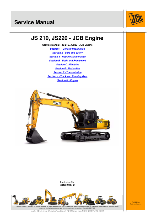 JCB 8027Z 8032Z Mini Excavator Service Manual 9813/2400 Printed Book - Image 2