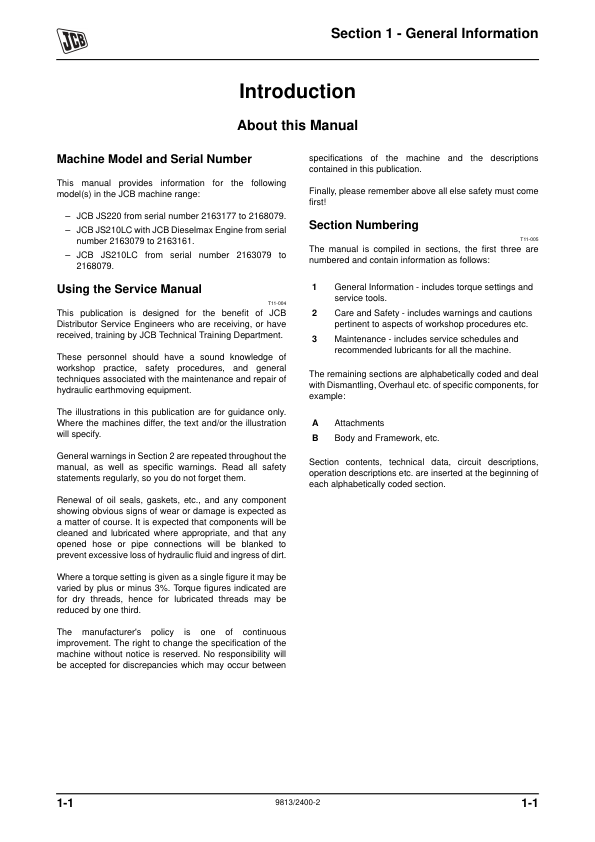 JCB 8027Z 8032Z Mini Excavator Service Manual 9813/2400 Printed Book - Image 4