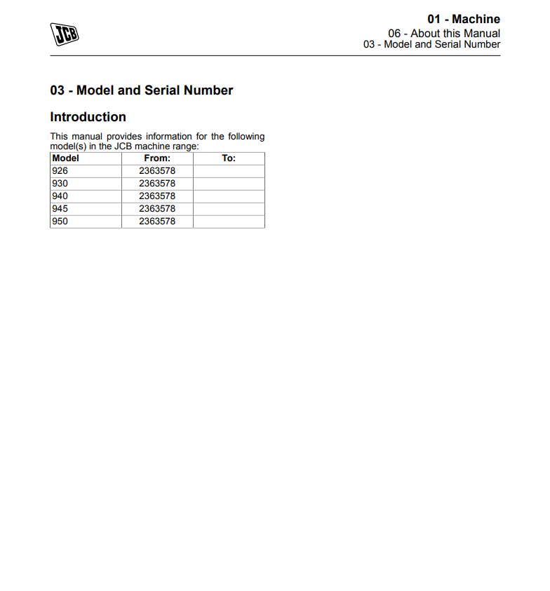JCB 926 930 940 945 950 Rough Terrain Truck Forklift Service Manual 9813/6600 Printed Book - Image 4