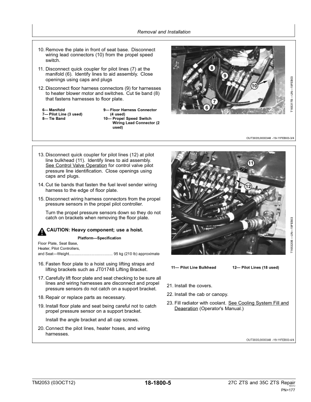 John Deere 27C ZTS 35C ZTS Excavator Repair Manual TM2053 - Image 9