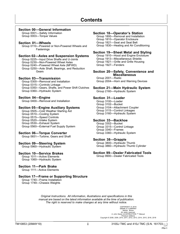 John Deere 310SJ 410J Backhoe Loader Repair Manual TM10853 - Image 4