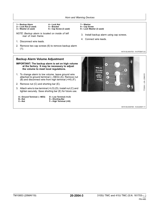 John Deere 310SJ 410J Backhoe Loader Repair Manual TM10853 - Image 8