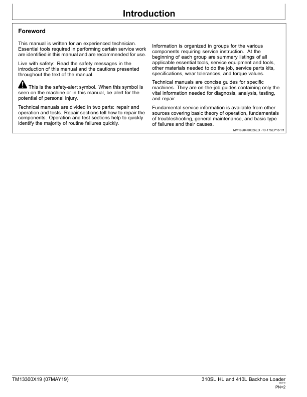 John Deere 310SL HL 410L Backhoe Loader Repair Manual TM13300X19 - Image 3