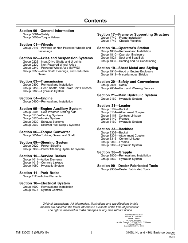 John Deere 310SL HL 410L Backhoe Loader Repair Manual TM13300X19 - Image 6