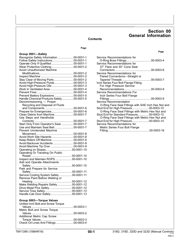John Deere 318D 319D 320D 323D Skid Steer Loader Repair Manual TM11399 - Image 5