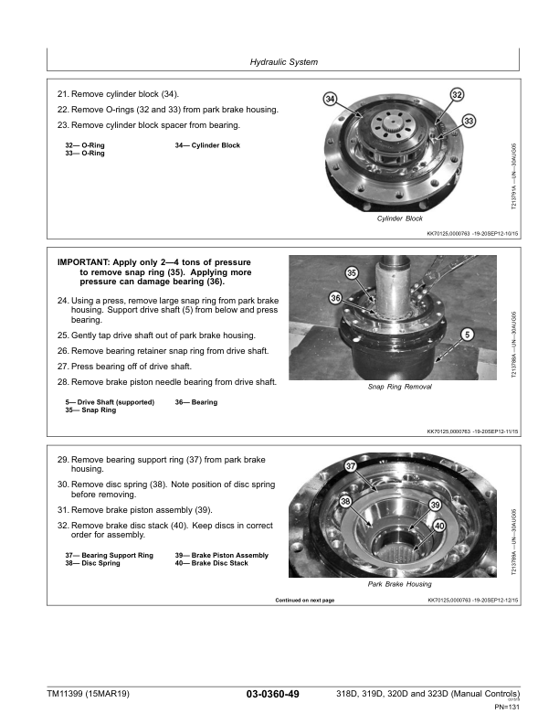 John Deere 318D 319D 320D 323D Skid Steer Loader Repair Manual TM11399 - Image 9