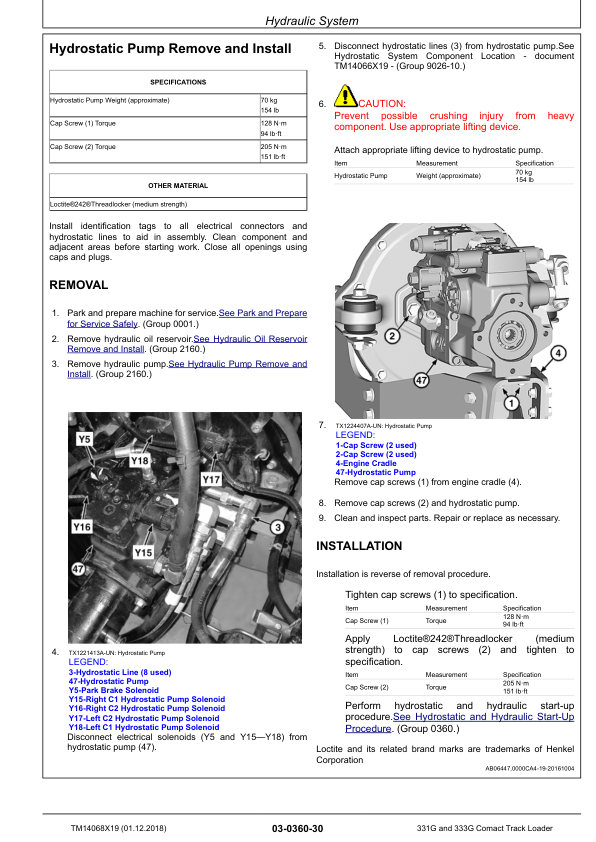 John Deere 331G 333G Compact Track Loader Repair Service Manual TM14068X19 - Image 14