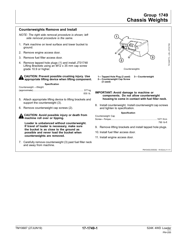 John Deere 524K 4WD Loader Engine 6068HDW74 T3 Repair Manual TM10687 - Image 10