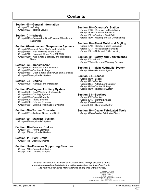 John Deere 710K Backhoe Loader Repair Manual TM12512 - Image 6