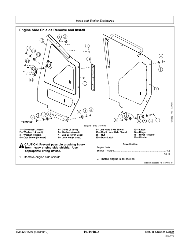 John Deere 850J-II Crawler Dozer Repair Manual TM14231X19 - Image 9