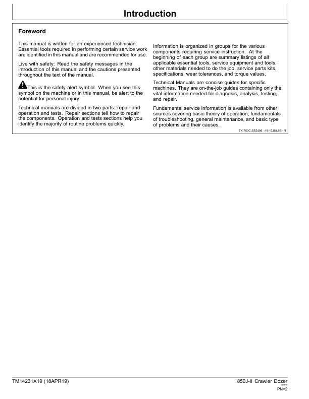 John Deere 850J-II Crawler Dozer Repair Manual TM14231X19 - Image 3