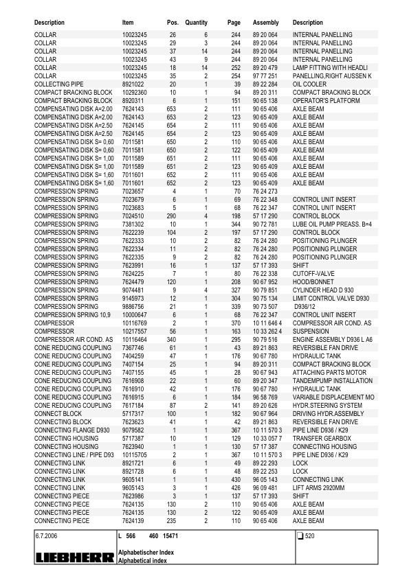 Liebherr L566 Wheel Loader Parts Catalog - Image 13