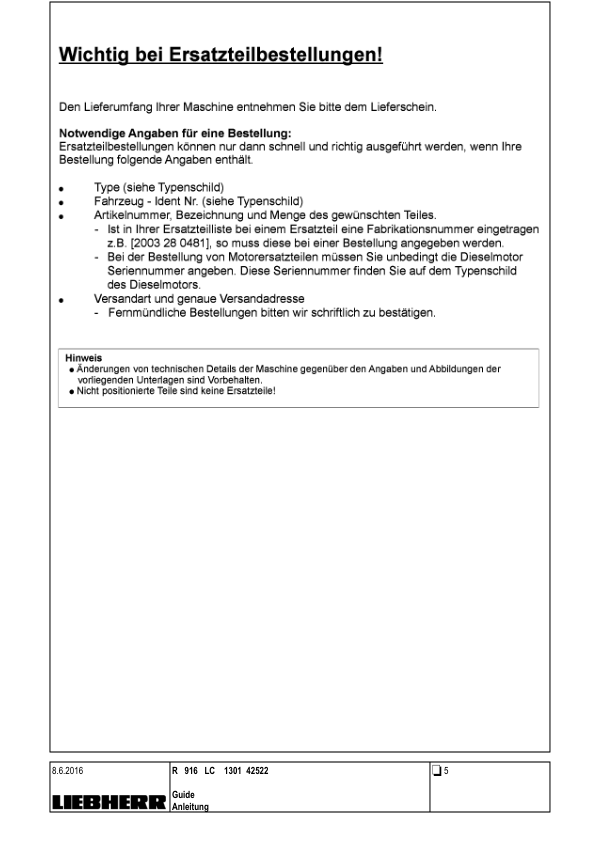 Liebherr R916 LC Excavator Parts Catalog - Image 5