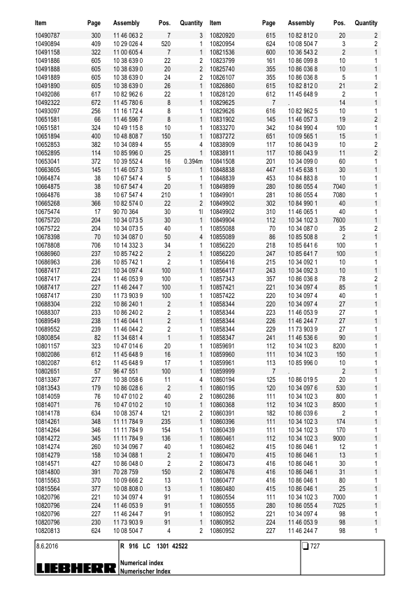 Liebherr R916 LC Excavator Parts Catalog - Image 11