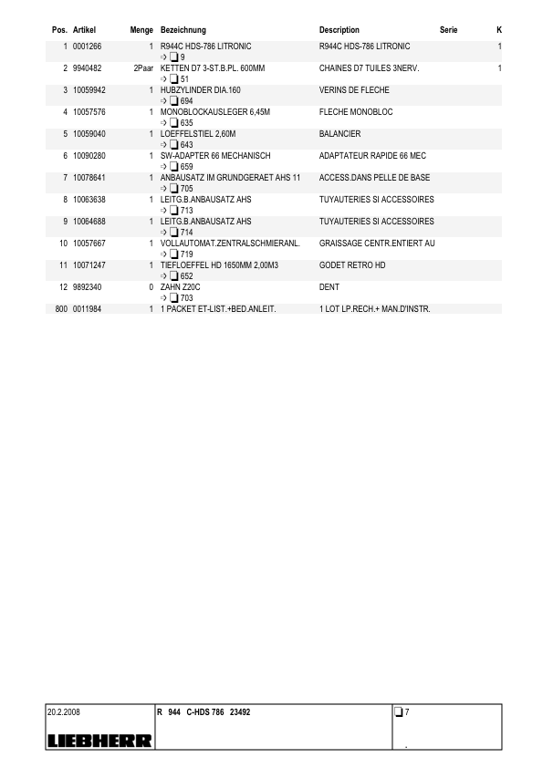 Liebherr R944C-HDS Litronic Excavator Parts Catalog - Image 7