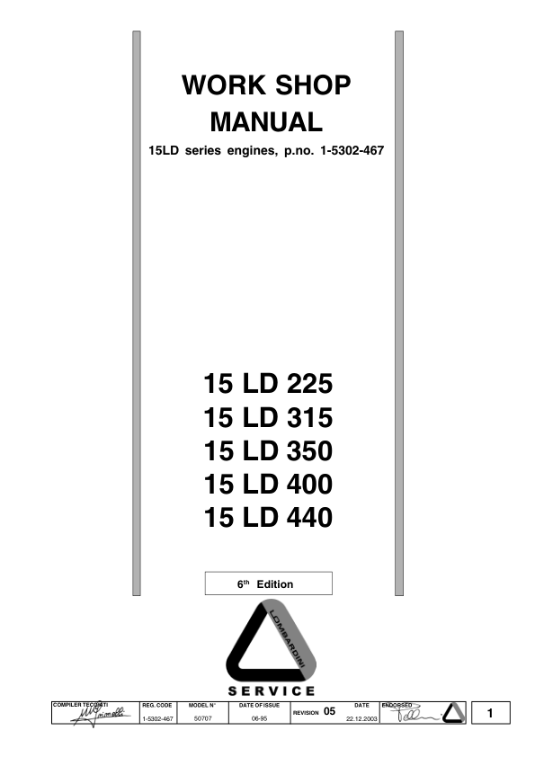 Lombardini 15LD Series Engines Service Manual 9806/3080 - Image 2