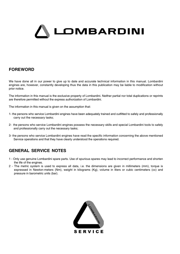 Lombardini 15LD Series Engines Service Manual 9806/3080 - Image 3