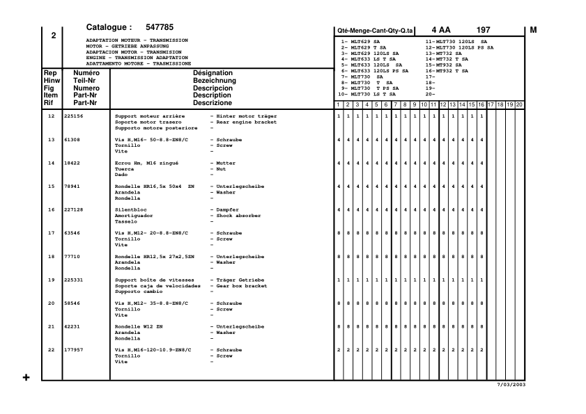 Manitou MLT629 MLT633 MLT730 MT732 MT932 Serie A Telehandler Parts Catalog - Image 10