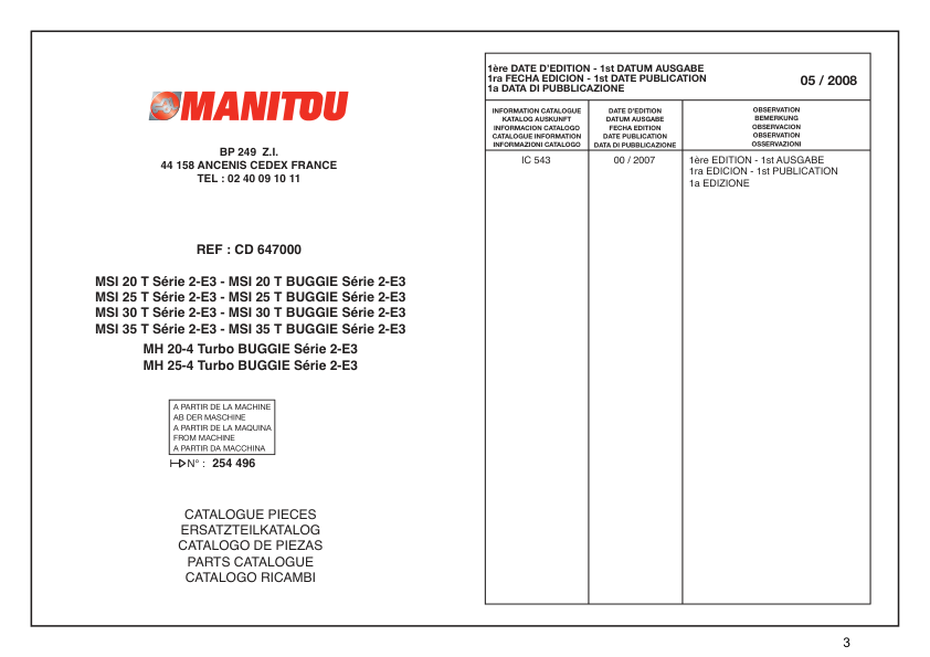 Manitou MSI30D MH25 4 Turbo Series 2-E3 Forklift Parts Catalog - Image 3