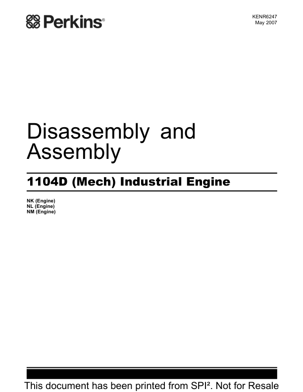 Perkins 1104D Industrial Engines Disassembly and Assembly Manual 9806/5850 - Image 2