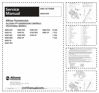 Allison JCB Transmission 4000 4th Generation Service Manual 9806/4030
