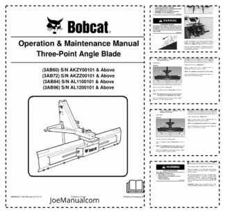 Bobcat 3AB60 3AB72 3AB84 3AB96 Three Point Angle Blade Operation and Maintenance Manual