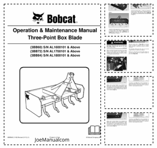 Bobcat 3BB60 3BB72 3BB84 Three Point Box Blade Operation and Maintenance Manual