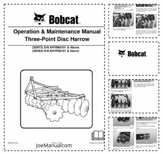 Bobcat 3DH72 3DH84 Three Point Disc Harrow Operation and Maintenance Manual